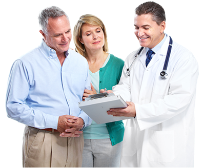 Medical professionals consulting with patient