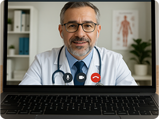 Doctor on video call consultation